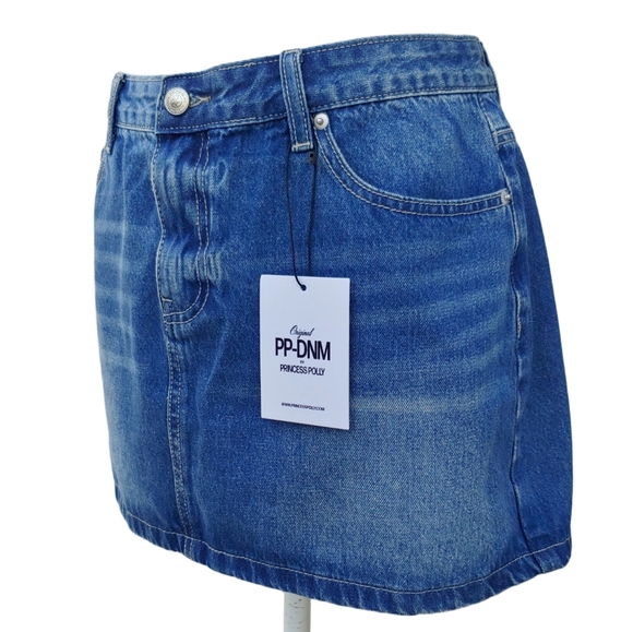 PP-DNM Princess Polly Dresses & Skirts - PP-DNM Princess Polly Arrte Mid-Rise Blue Denim Skirt Women's 10 NEW NWT